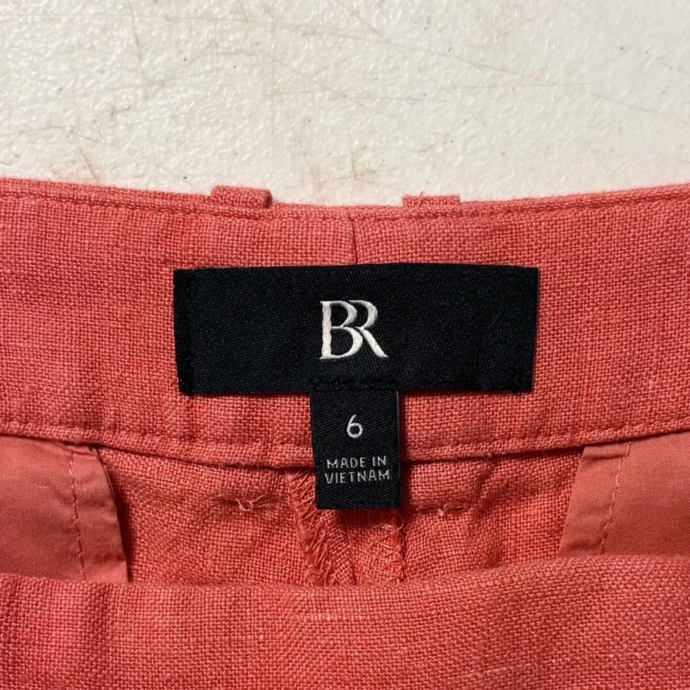 Banana Republic Lina High Rise Straight Leg Linen Trouser Pant in‎ Coral